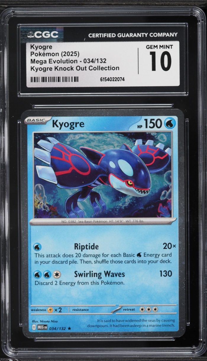 2025 Pokemon Mega Evolution Knock Out Collection Cosmos Holo Kyogre #34 CGC 10 GEM MINT