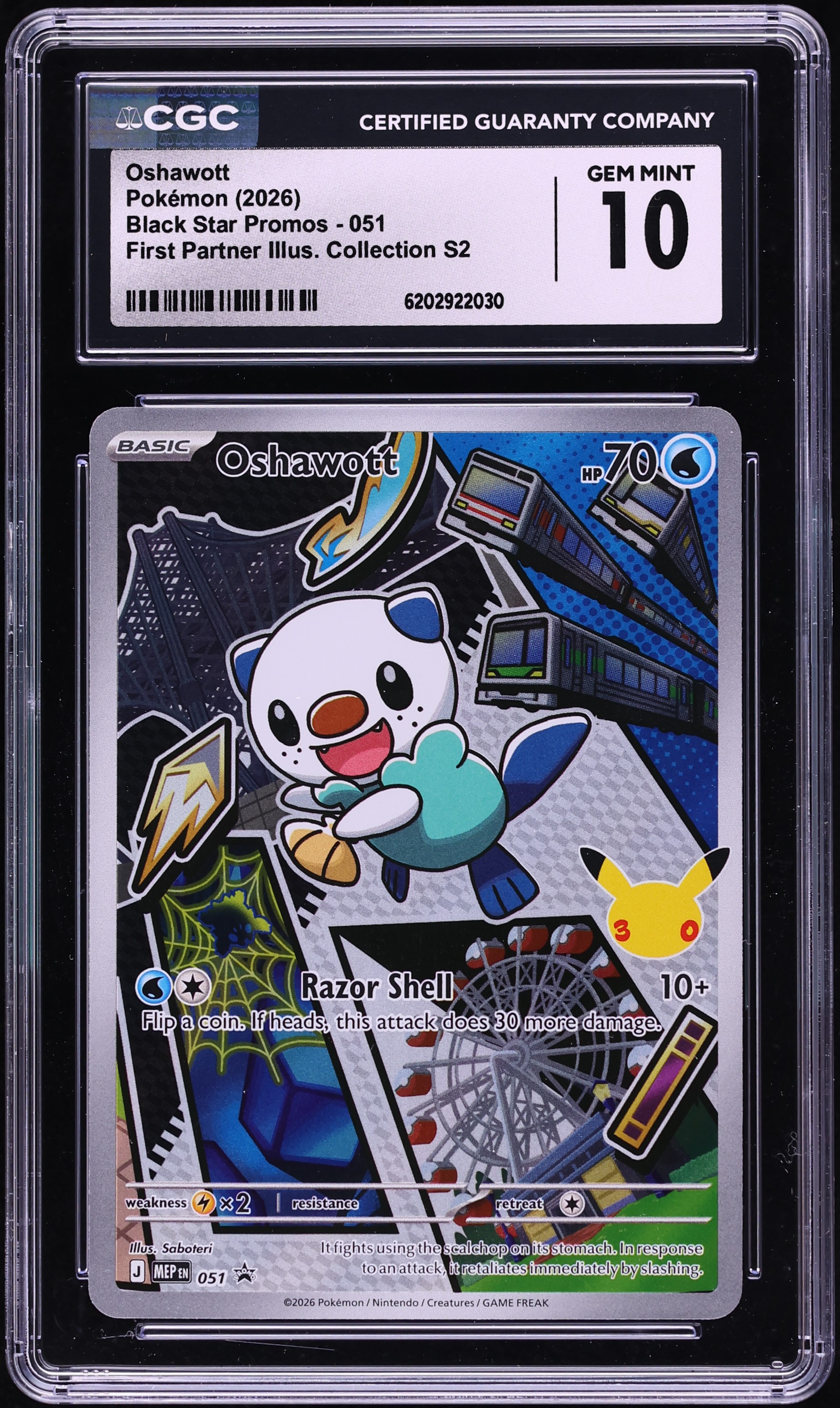 2026 Pokemon Mega Promo First Partner Illustration S2 Full Art Oshawott #51 CGC 10 GEM MINT