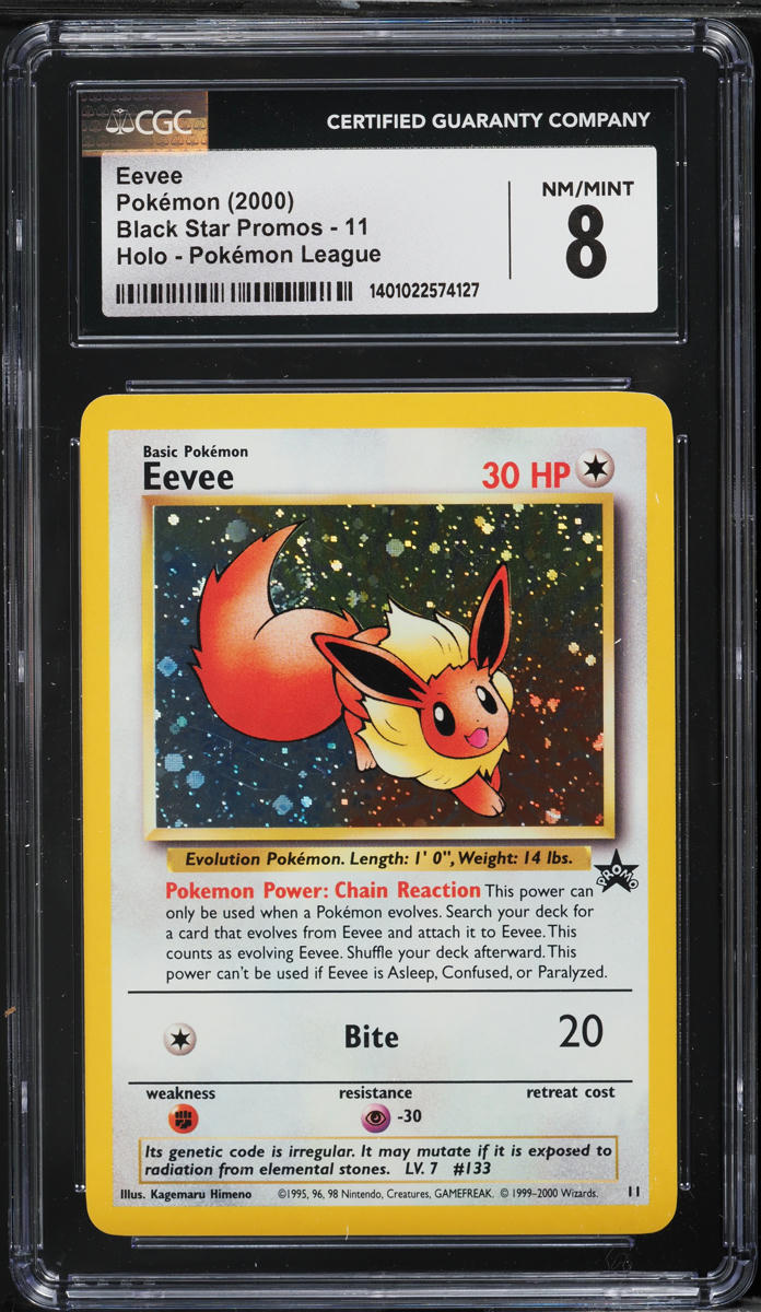 2000 Pokemon League Black Star Promo Holo Eevee #11 CGC 8 NM-MT