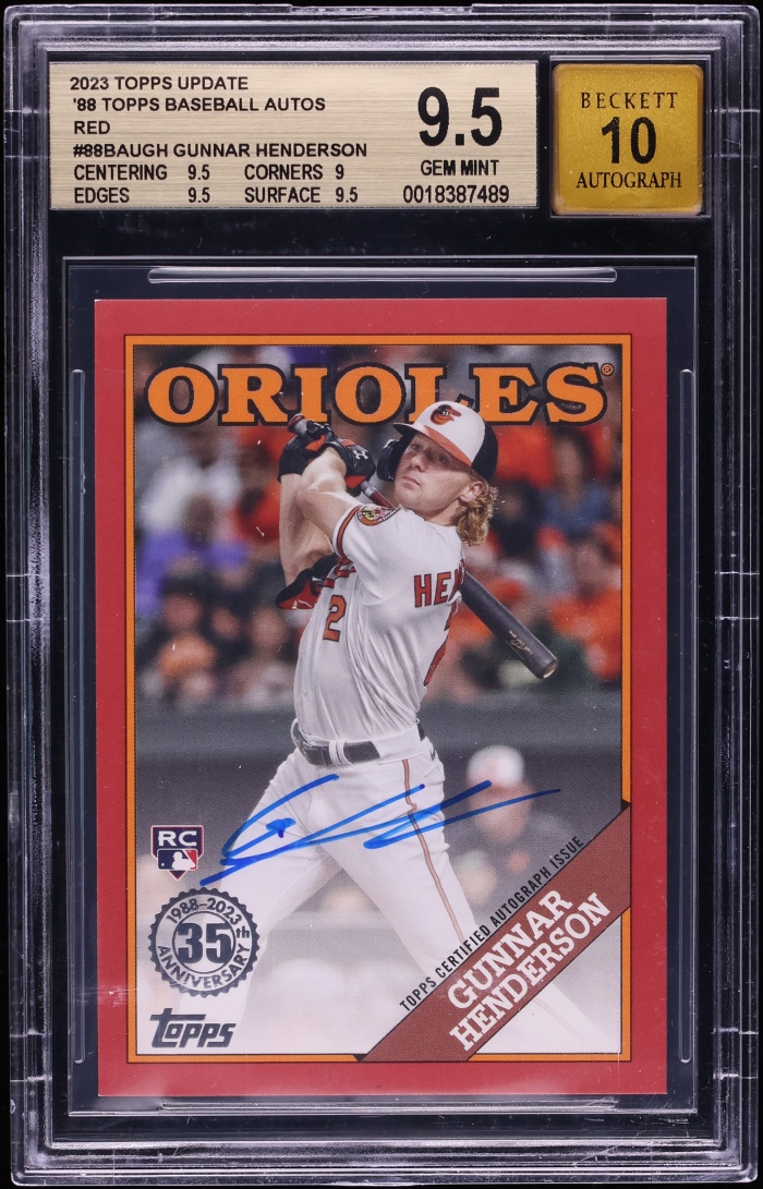 2023 Topps Update '88 Red Gunnar Henderson ROOKIE AUTO 1/25 #88BAU-GH BGS 9.5 GEM MINT