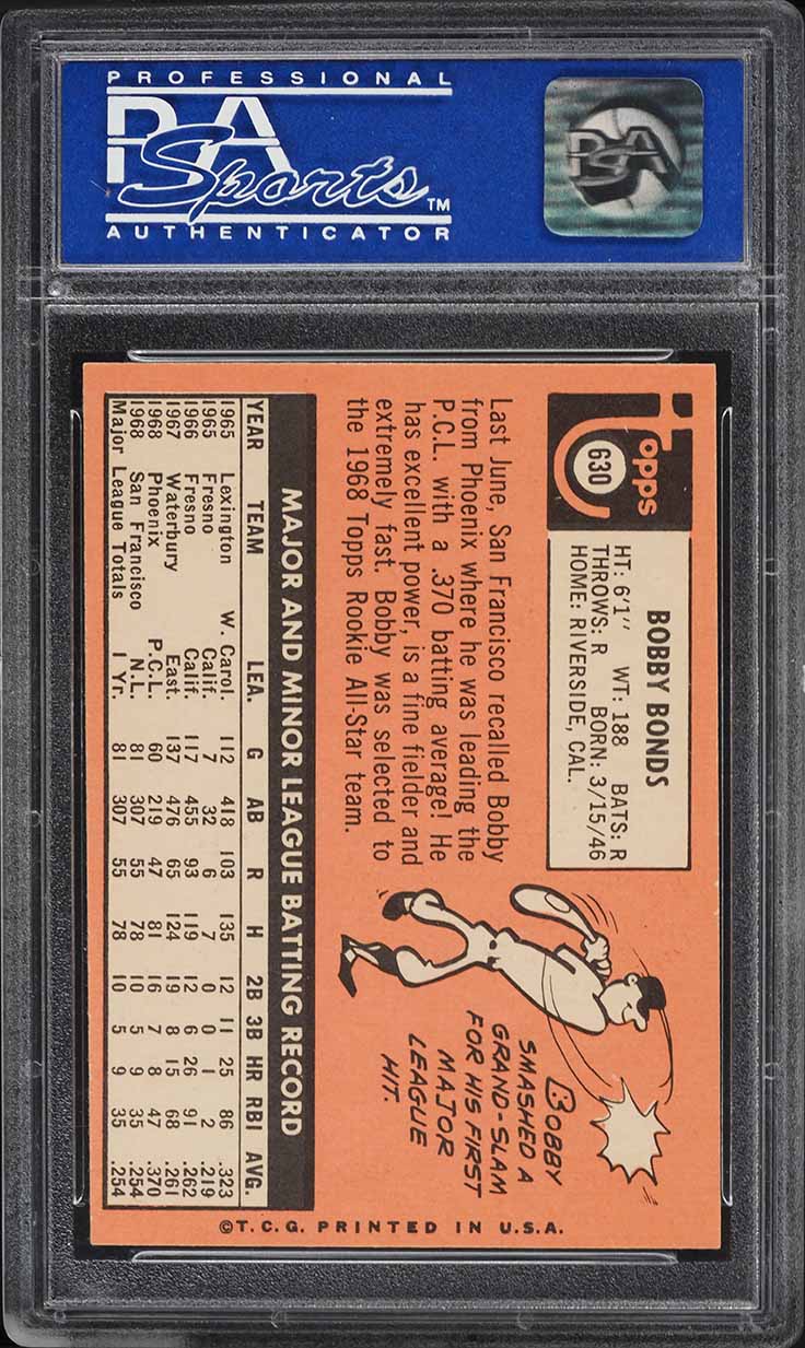 1969 Topps Bobby Bonds ROOKIE #630 PSA 8 NM-MT