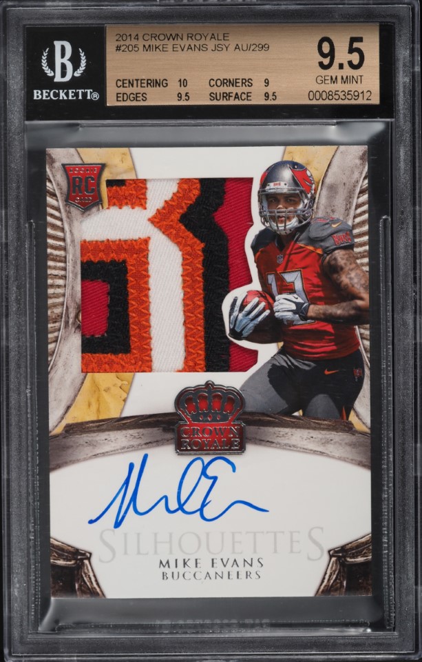 2014 Crown Royale Mike Evans ROOKIE PATCH AUTO /299 #205 BGS 9.5 GEM MINT