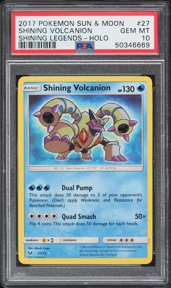 2017 Pokemon Sun & Moon Shining Legends Holo Shining Volcanion #27 PSA 10 GEM MINT