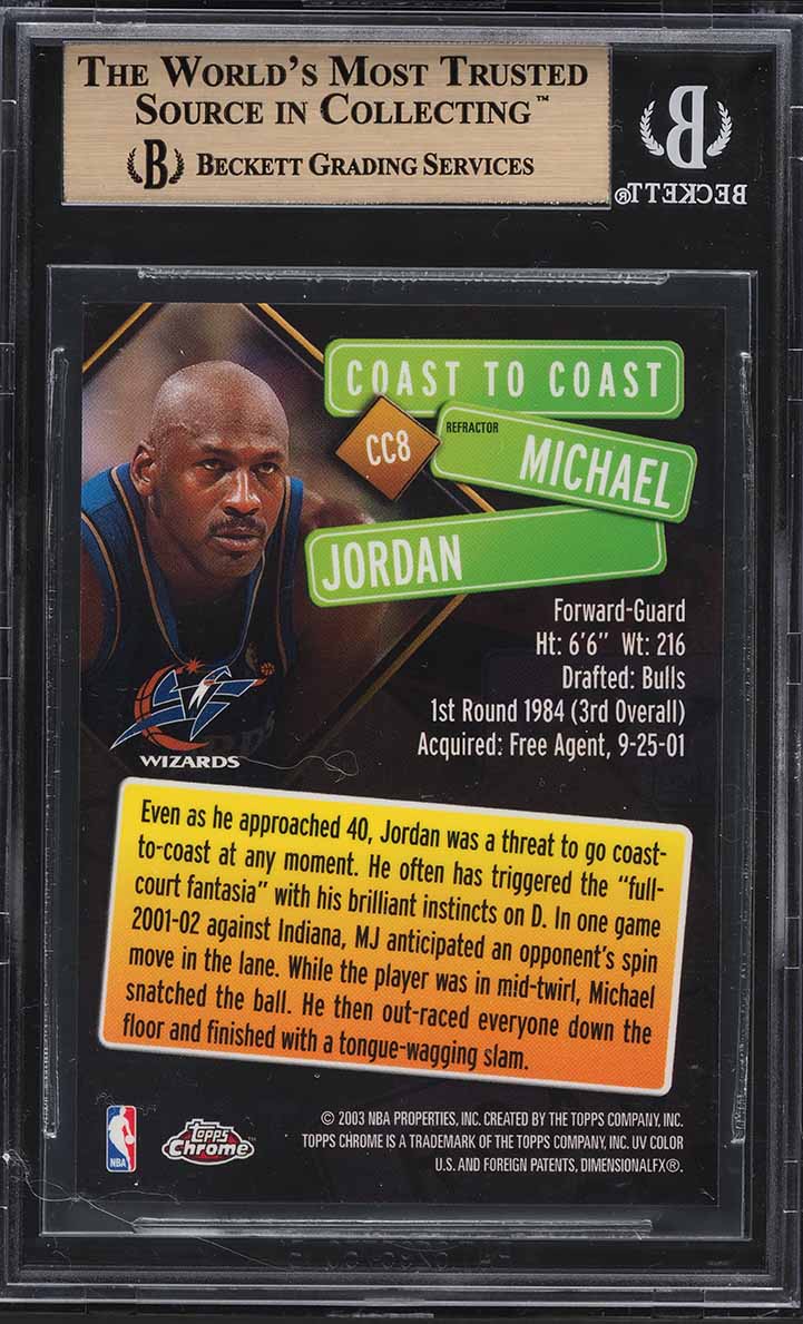 2002 Topps Chrome Coast To Coast Refractor Michael Jordan #CC8 BGS 9.5 GEM MINT