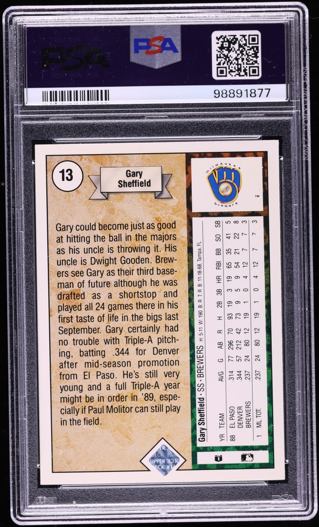 1989 Upper Deck Star Gary Sheffield ROOKIE #13 PSA 8 NM-MT