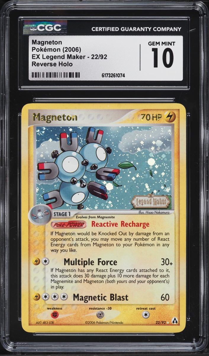 2006 Pokemon EX Legend Maker Reverse Holo Magneton #22 CGC 10 GEM MINT