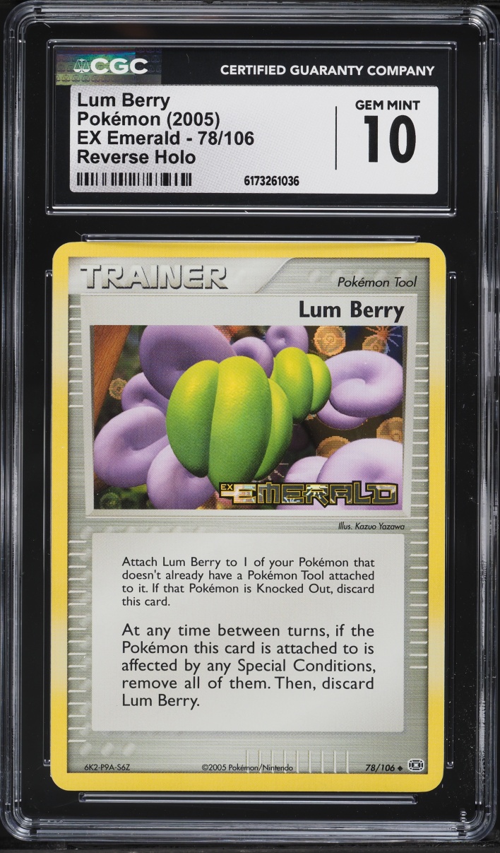 2005 Pokemon EX Emerald Reverse Holo Lum Berry #78 CGC 10 GEM MINT