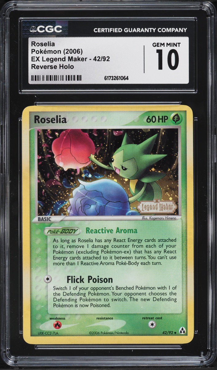 2006 Pokemon EX Legend Maker Reverse Holo Roselia #42 CGC 10 GEM MINT