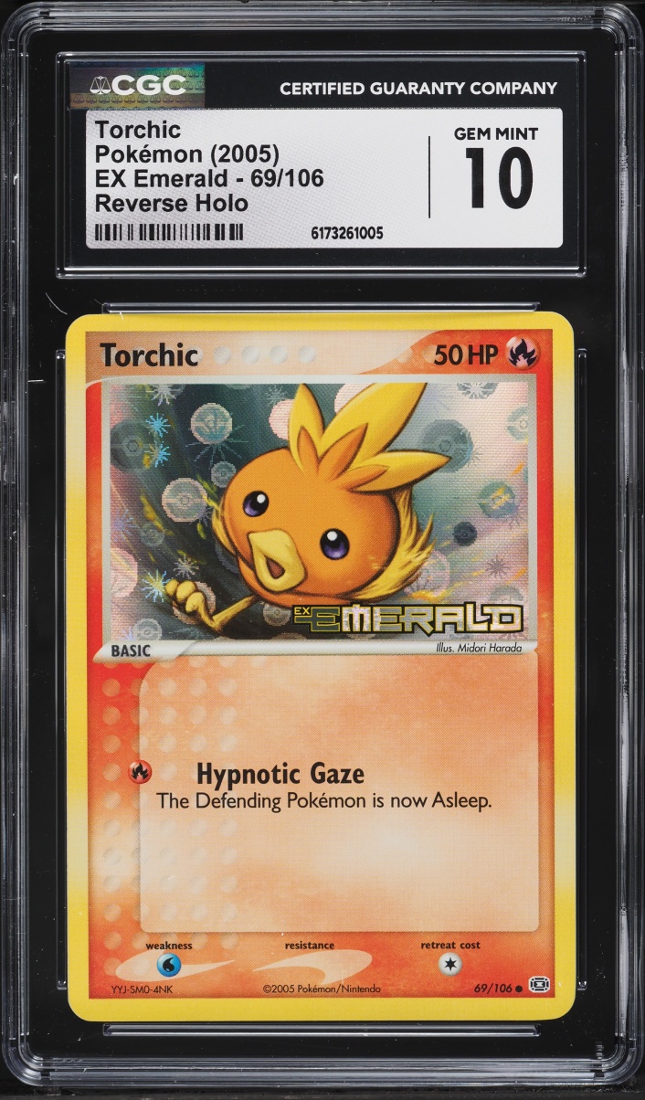2005 Pokemon EX Emerald Reverse Holo Torchic #69 CGC 10 GEM MINT