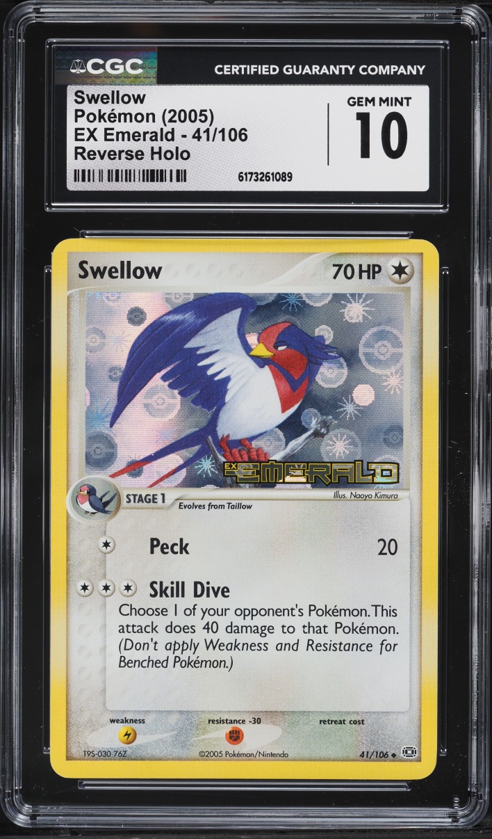 2005 Pokemon EX Emerald Reverse Holo Swellow #41 CGC 10 GEM MINT