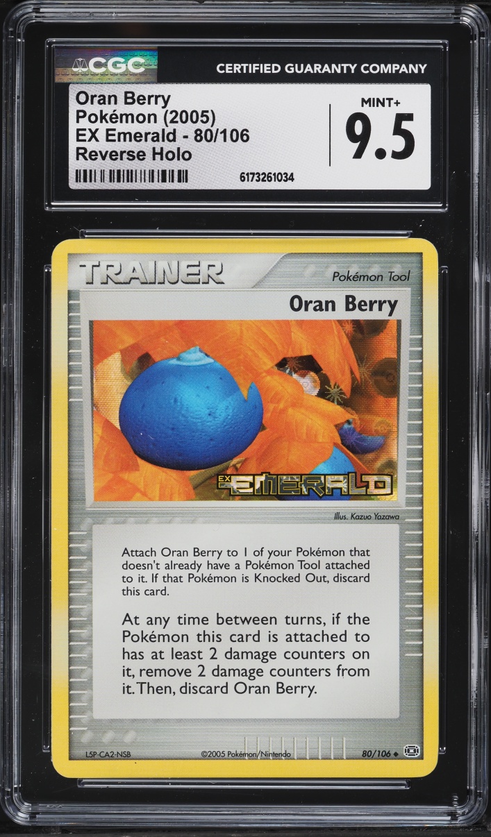 2005 Pokemon EX Emerald Reverse Holo Oran Berry #80 CGC 9.5 MINT+