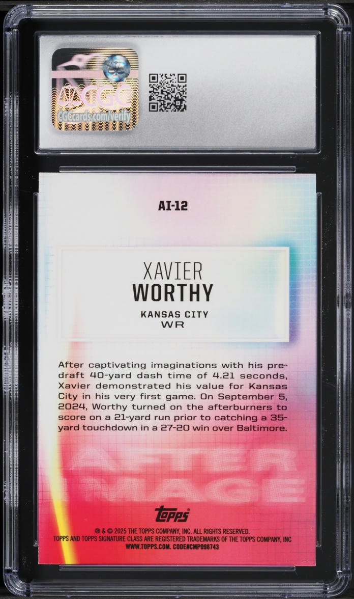 2024 Topps Signature Class After Image Xavier Worthy ROOKIE #AI-12 CGC 9 MINT