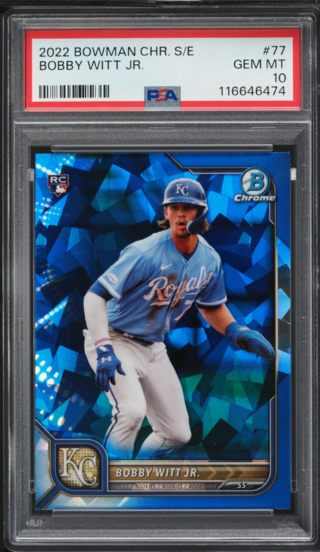 Carte Bobby Witt Jr 2024 Topps 206 - Variante El Principe De Gales Back - Notée PSA 10 Gem Mint