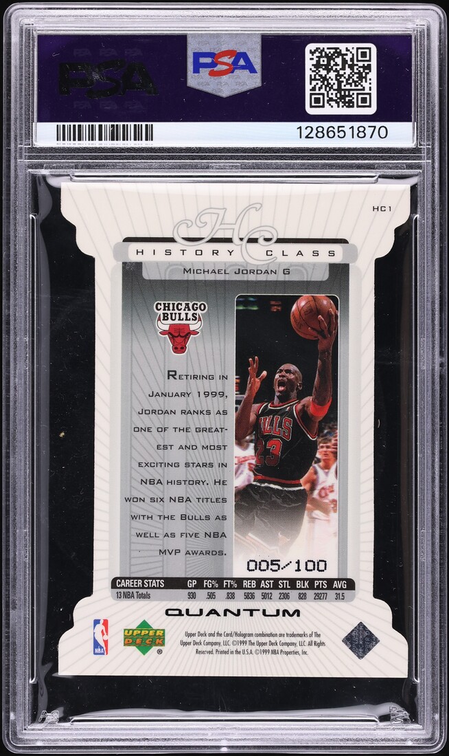 1999 Upper Deck History Class Quantum 1 Die-Cut Michael Jordan /100 #HC1 PSA 9 MINT - Photo 2