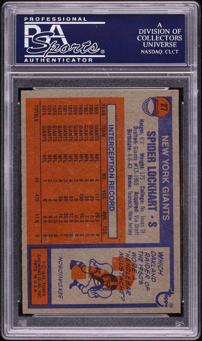 1976 Topps Football Spider Lockhart #27 PSA 10 GEM MINT