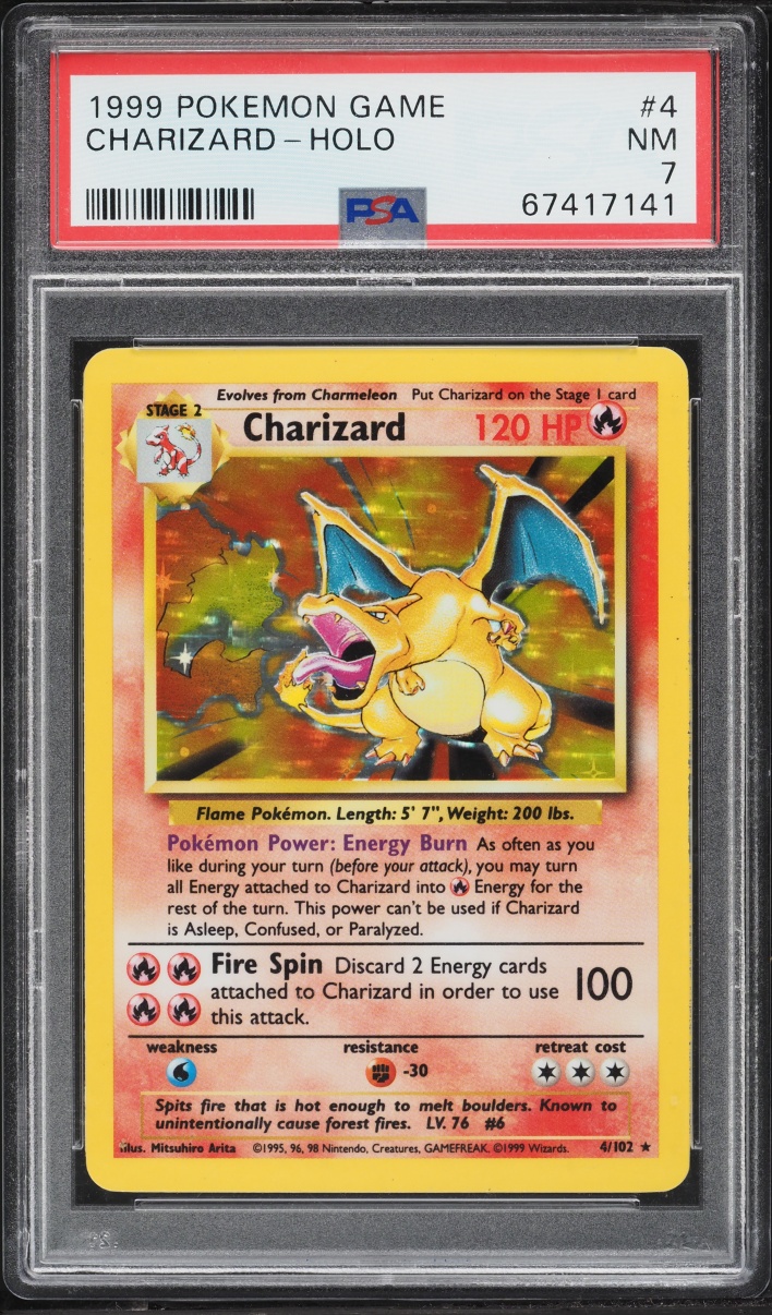 1999 Pokemon Base Set Holo Charizard #4 PSA 7 NRMT