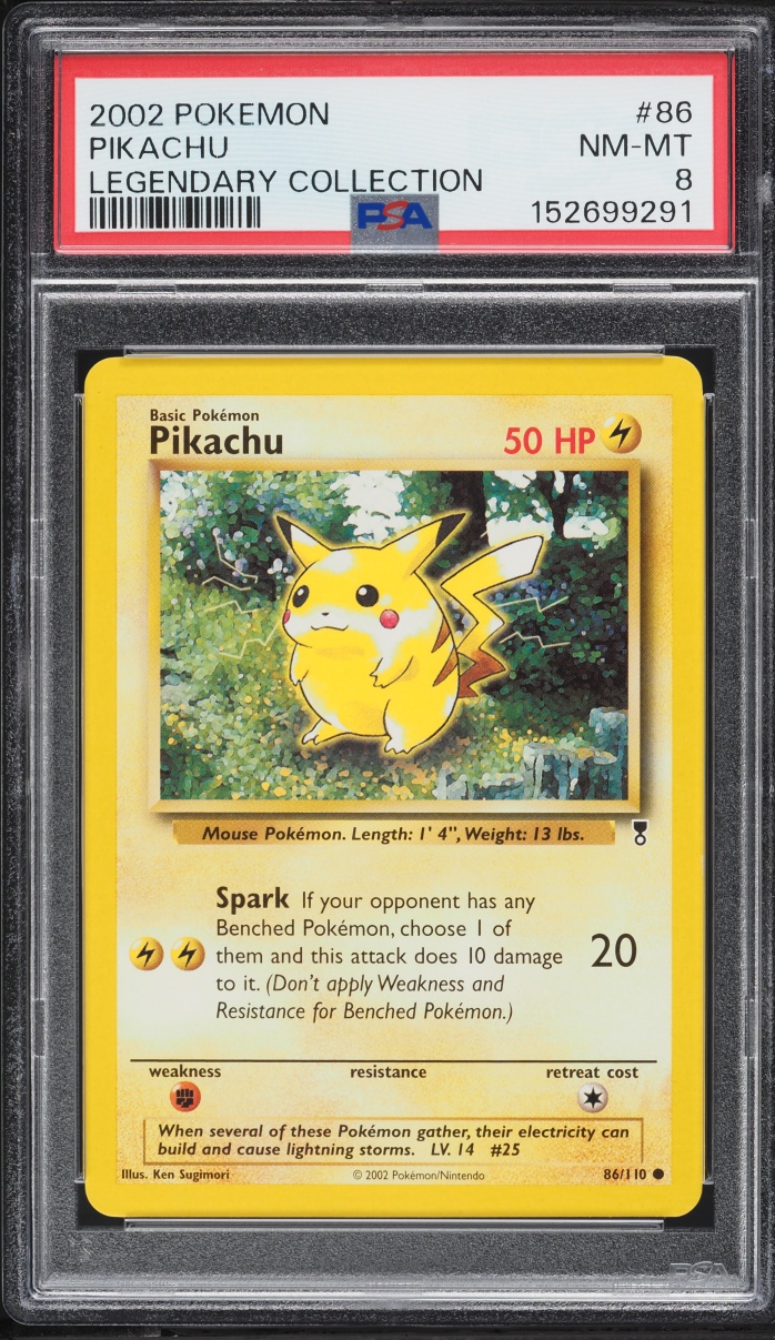 2002 Pokemon Legendary Collection Pikachu #86 PSA 8 NM-MT