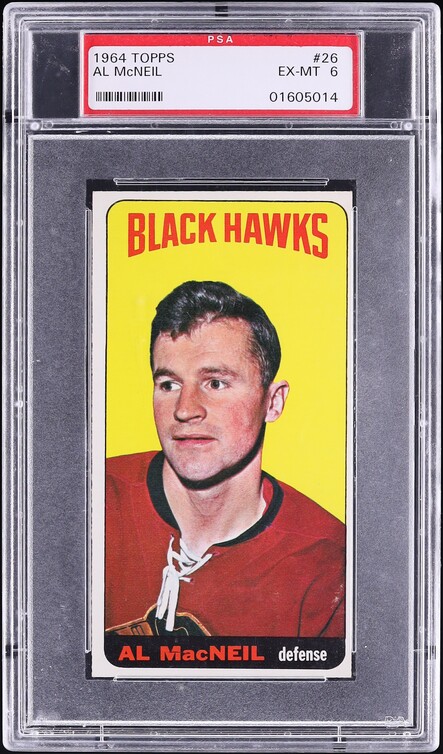 1964 Topps Hockey Al MacNeil #26 PSA 6 EXMT