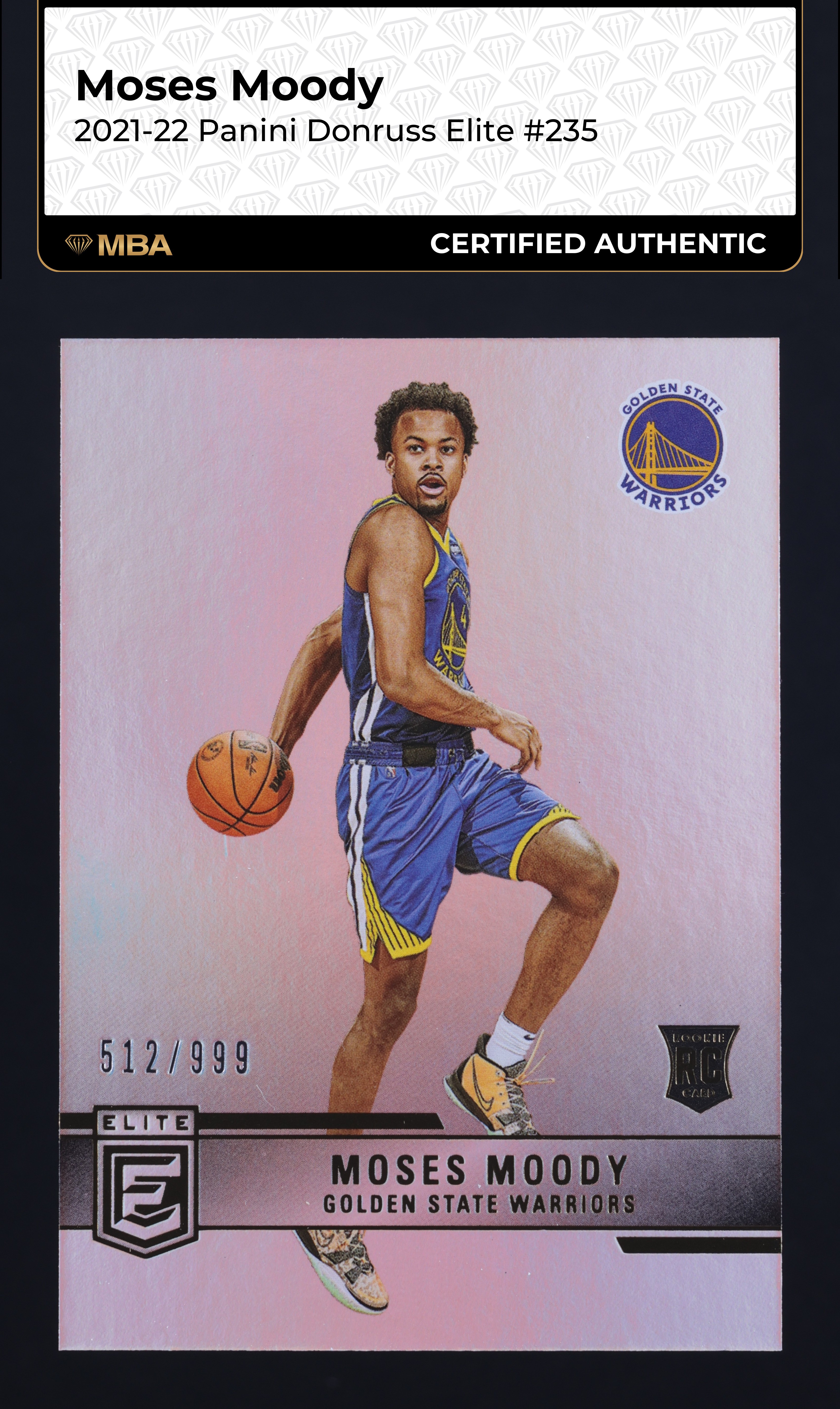 2021 Donruss Elite Moses Moody ROOKIE /999 #235 MBA AUTH on