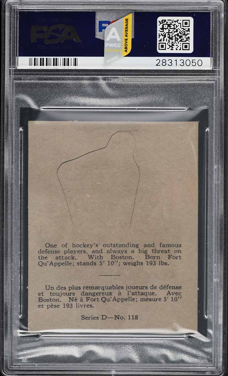 1936 O-Pee-Chee Hockey Series D Eddie Shore #118 PSA 6 EXMT