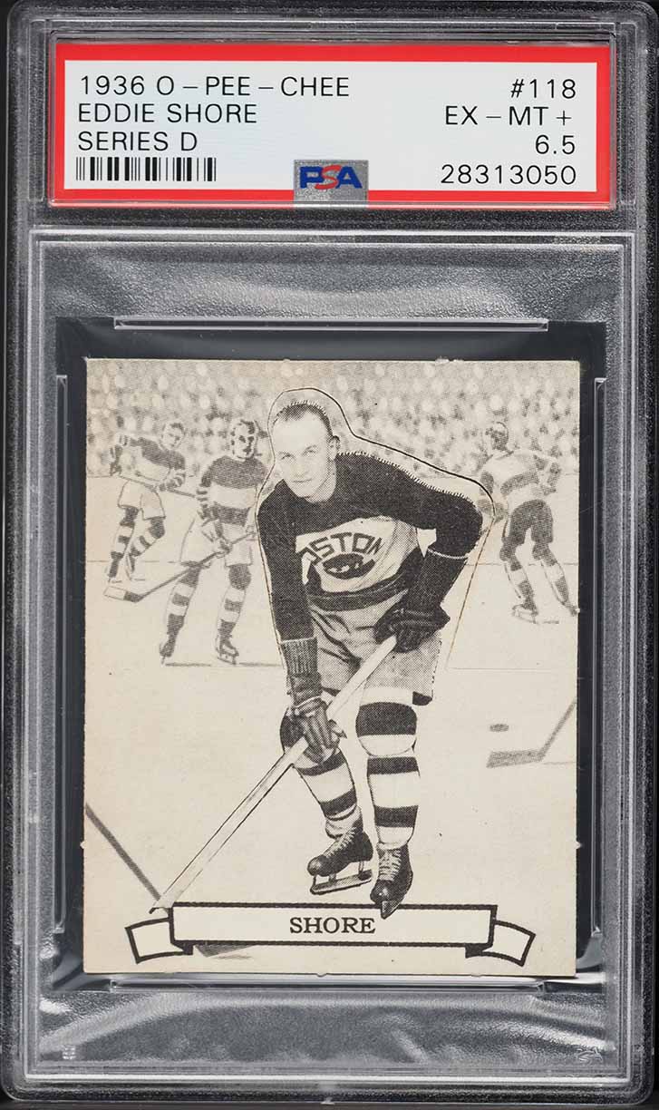 1936 O-Pee-Chee Hockey Series D Eddie Shore #118 PSA 6 EXMT