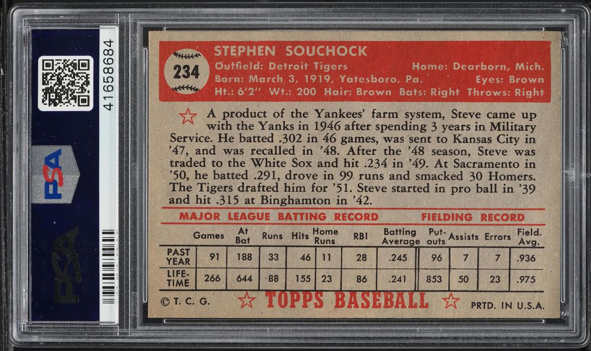 1952 Topps Steve Souchock ROOKIE #234 PSA 7 NRMT