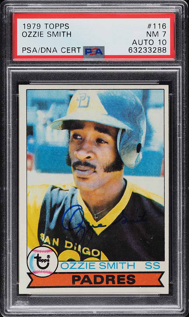1979 Topps Ozzie Smith ROOKIE AUTO DNA 10 #116 PSA 7 NRMT