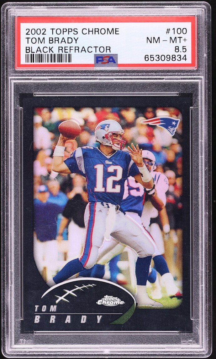 2002 Topps Chrome Black Refractor Tom Brady /599 #100 PSA 8.5 NM-MT+ - Photo 1