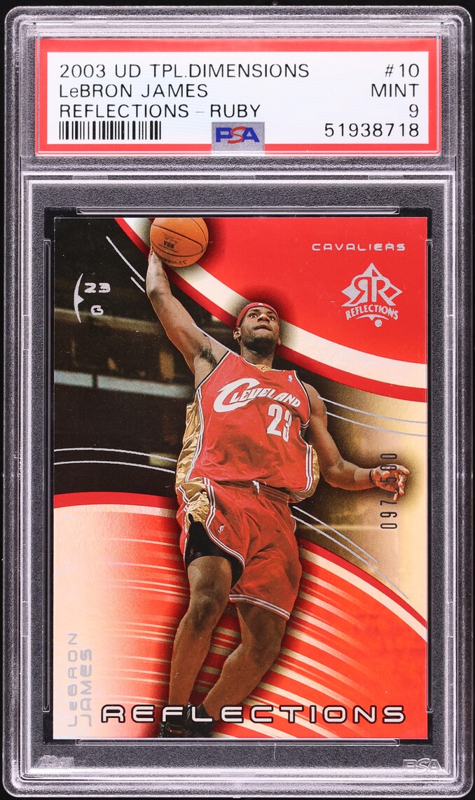 2003 UD Triple Dimensions Reflections Ruby LeBron James ROOKIE /500 #10 PSA 9 MINT - Photo 1