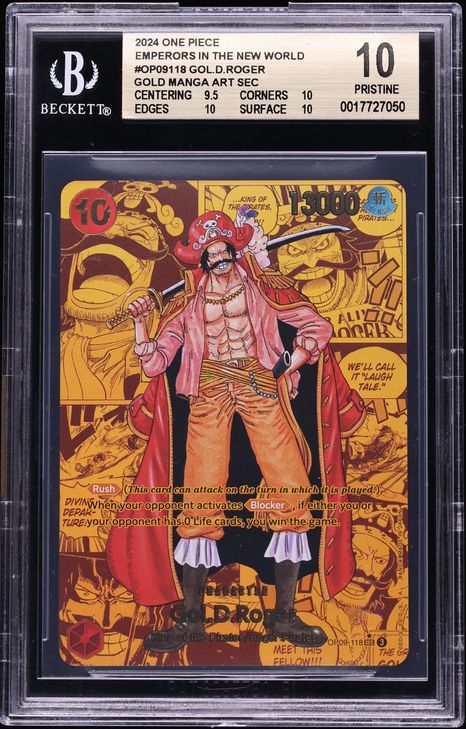 2024 One Piece Emperors New World Gold Manga Art SEC Gol D Roger Gold #OP09-118 BGS 10 PRISTINE
