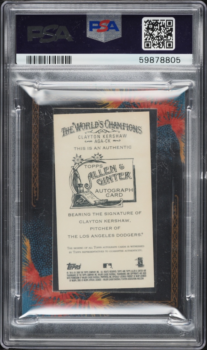 2009 Topps Allen & Ginter Framed Clayton Kershaw AUTO #AGA-CK PSA 10 GEM MINT