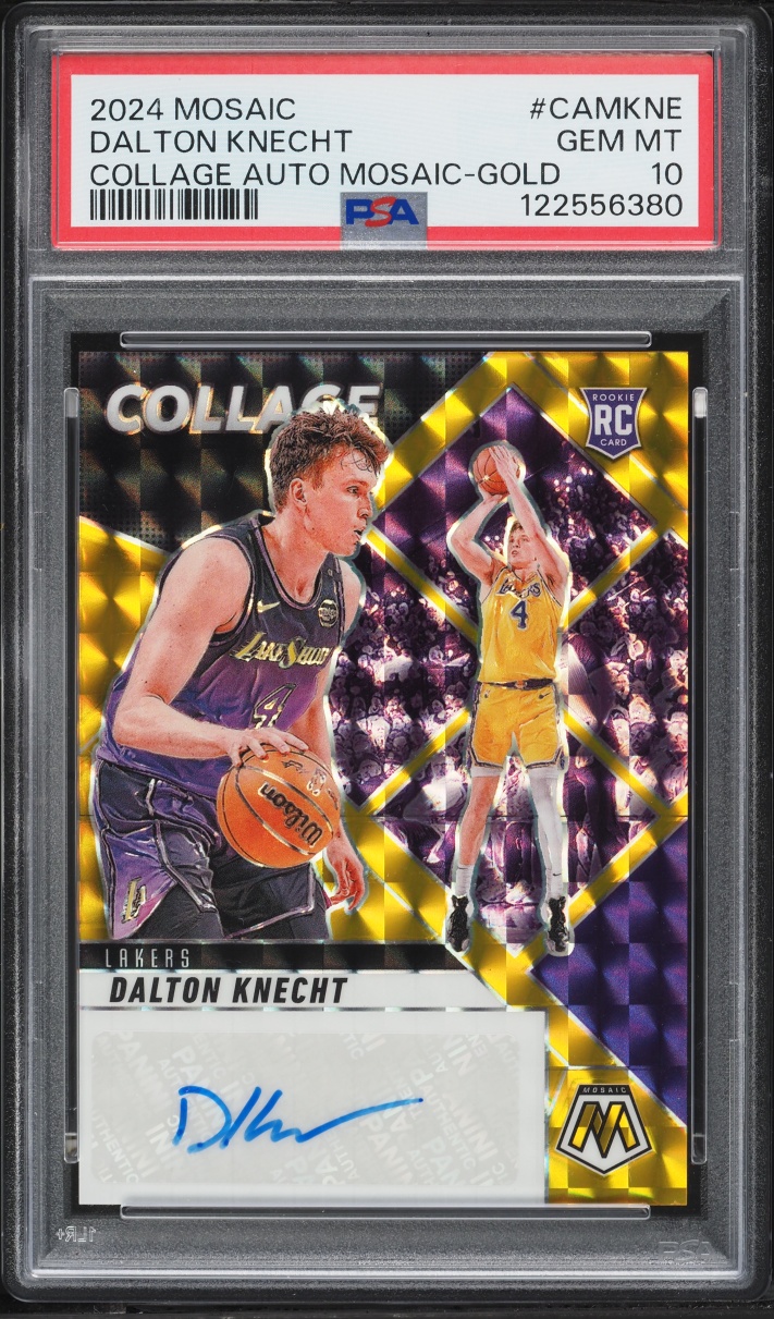 2024 Panini Mosaic Collage Gold Dalton Knecht ROOKIE AUTO JSY # 4/10 #CAM-KNE PSA 10 GEM MINT