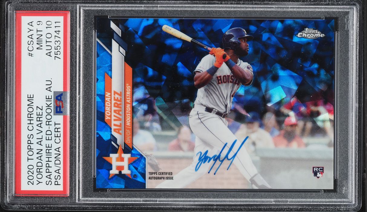 2020 Topps Chrome Sapphire Edition Sapphire Yordan Alvarez ROOKIE AUTO DNA 10 #CSAYA PSA 9 MINT