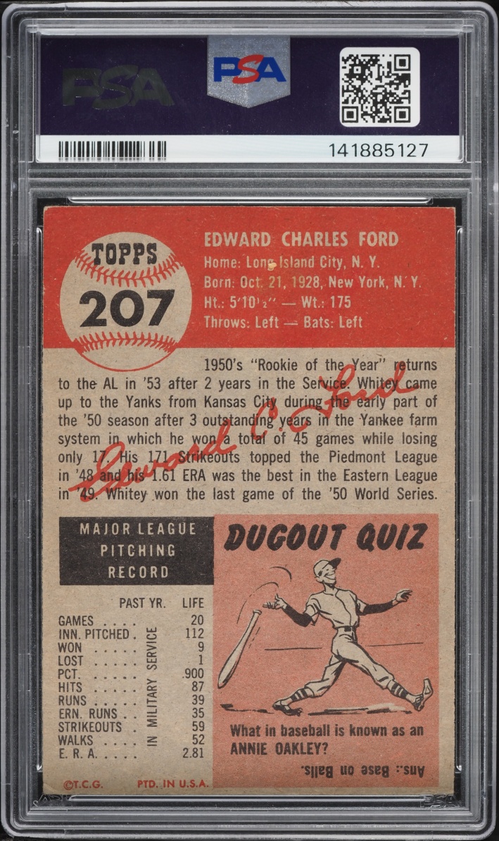 1953 Topps Whitey Ford #207 PSA 3.5 VG+