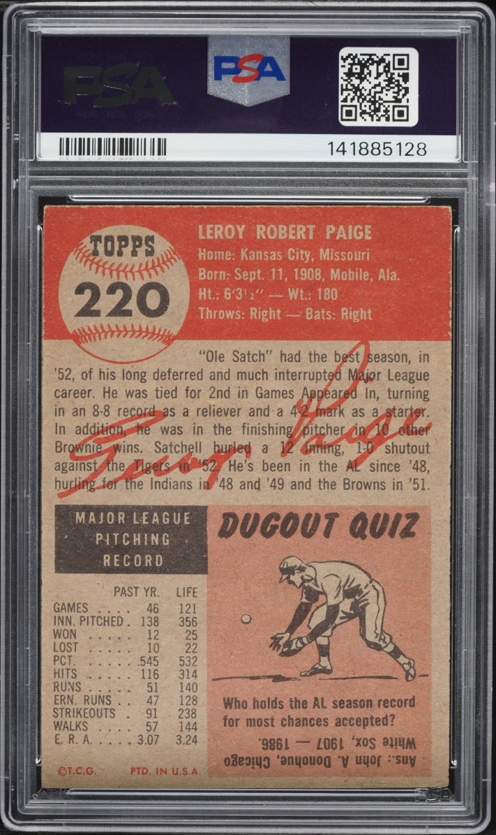 1953 Topps Satchell Paige #220 PSA 4.5 VGEX+