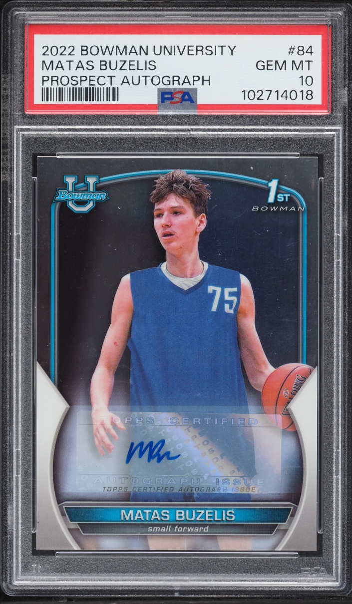 2022 Bowman University Prospect Matas Buzelis AUTO #84 PSA 10 GEM MINT