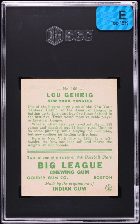 1933 Goudey Lou Gehrig #160 MBA SGC 3 VG