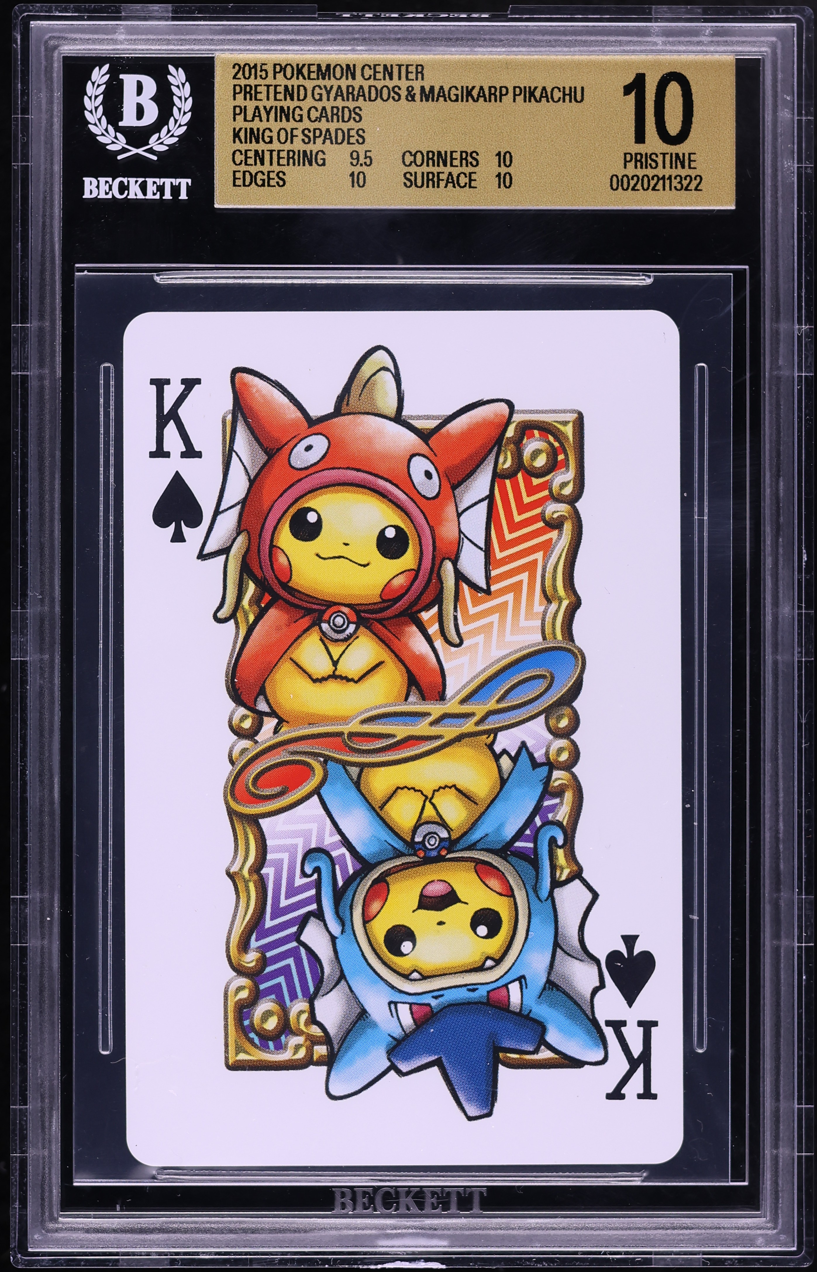 2015 Pokemon Center Pretend Gyarados & Magikarp Pikachu Cards King Of Spades BGS 10 PRISTINE