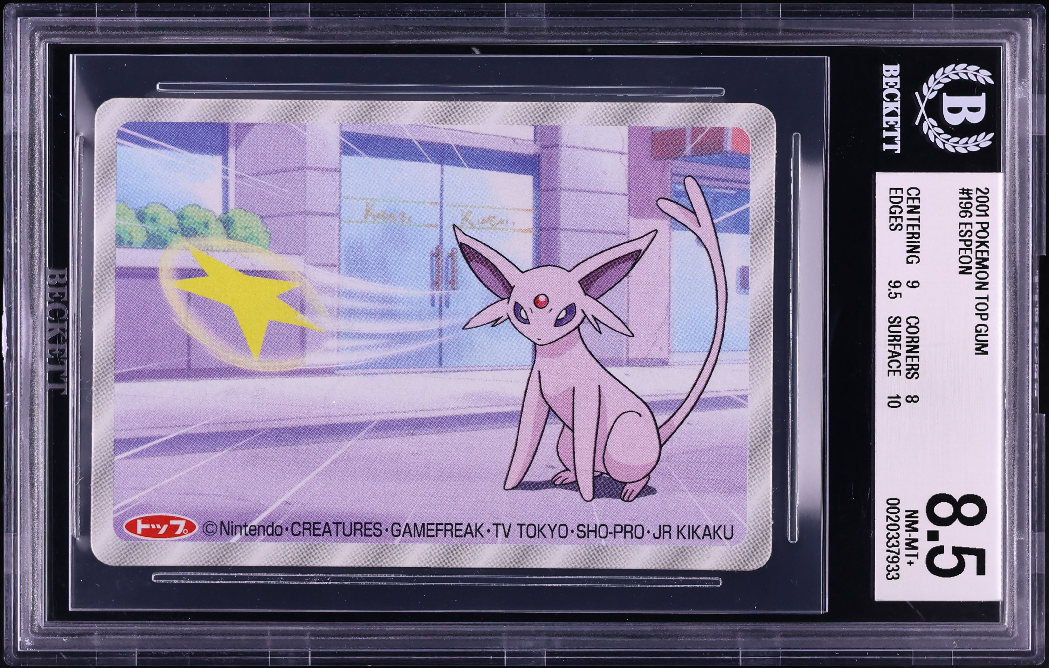 2001 Pokemon Japanese Top Gum Espeon #196 BGS 8.5 NM-MT+