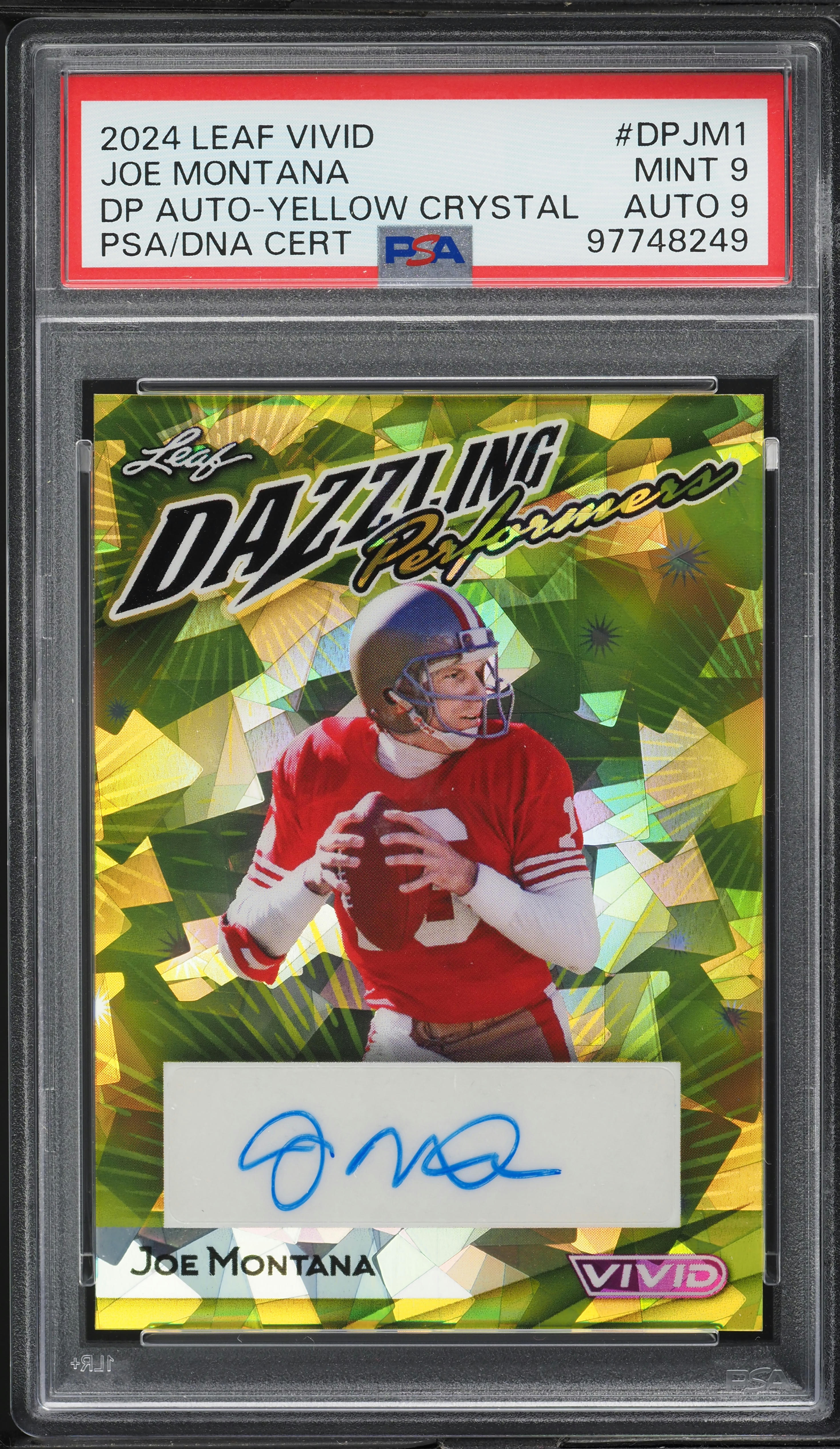 2024 Leaf Vivid Dazzling Performers Yellow Joe Montana AUTO