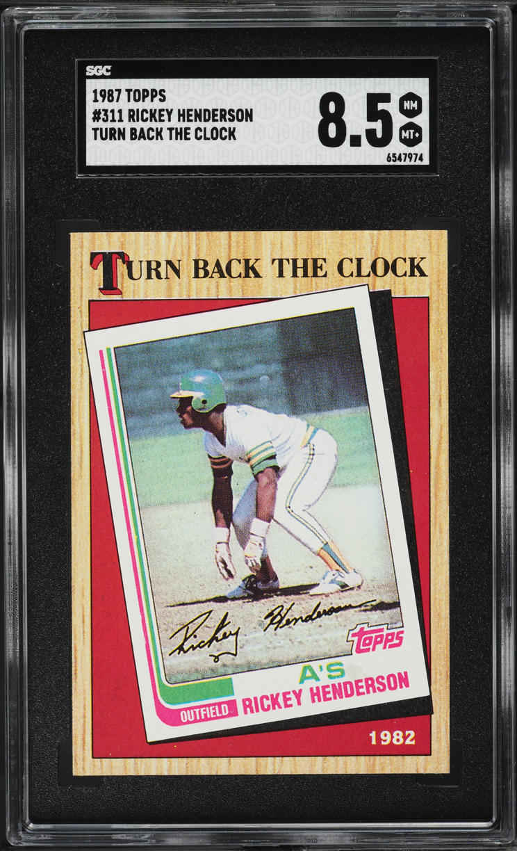 1987 Topps Turn Back The Clock Rickey Henderson #311 SGC 8.5 NM-MT+