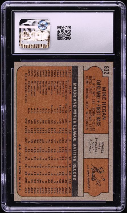 1972 Topps Mike Hegan #632 CGC 10 GEM MINT