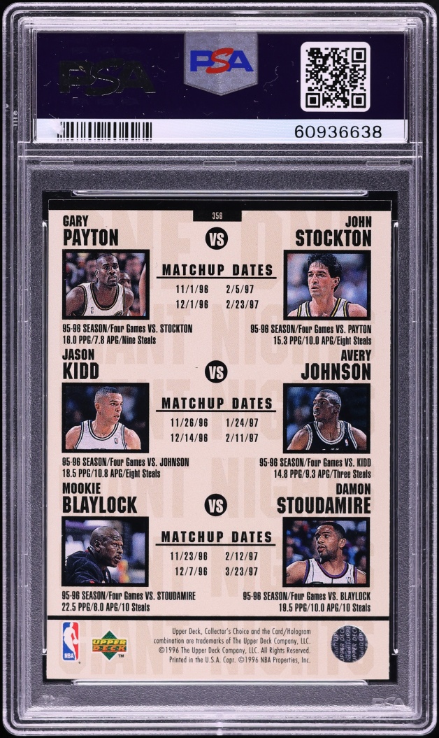 1996 Collector's Choice One On One Anfernee Hardaway Vs. Michael Jordan #356 PSA 10 GEM