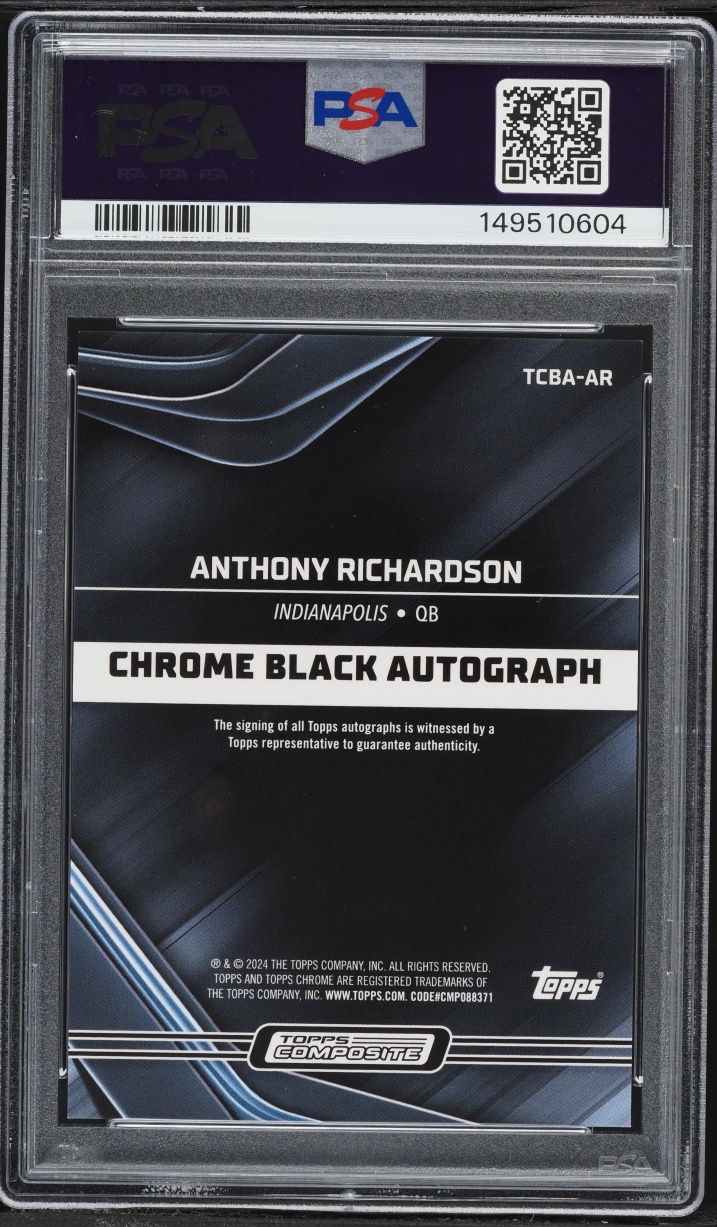 2023 Topps Chrome Black Composite Anthony Richardson ROOKIE AUTO #TCBA-AR PSA 10 GEM MINT