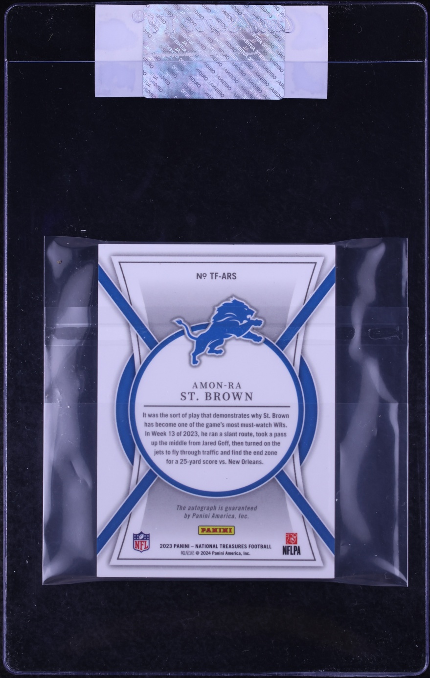 2024 National Treasures '23 The Future Holo Silver Amon-Ra St. Brown AUTO /25 #TF-ARS CGC AUTH - Photo 2