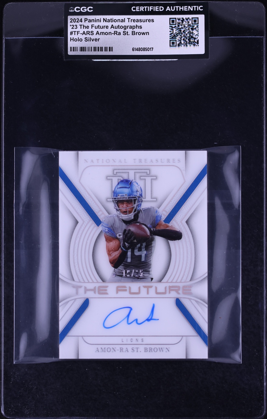 2024 National Treasures '23 The Future Holo Silver Amon-Ra St. Brown AUTO /25 #TF-ARS CGC AUTH - Photo 1