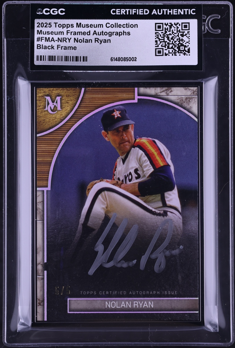 2025 Topps Museum Collection Framed Black Frame Nolan Ryan AUTO 5/5 #FMA-NRY CGC AUTH - Photo 1
