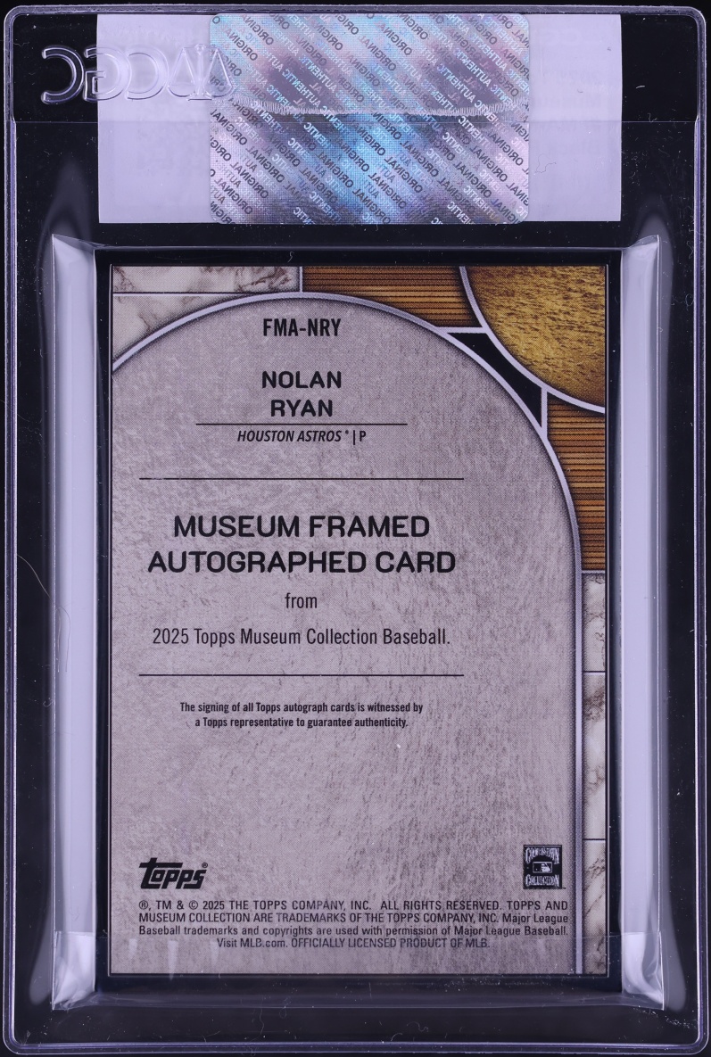 2025 Topps Museum Collection Framed Black Frame Nolan Ryan AUTO 5/5 #FMA-NRY CGC AUTH - Photo 2