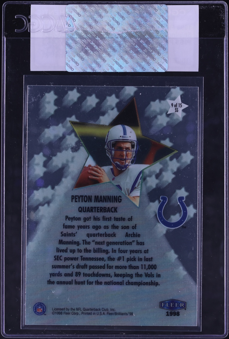 1998 Fleer Brilliants Shining Stars Peyton Manning ROOKIE #9SS CGC AUTH - Photo 2