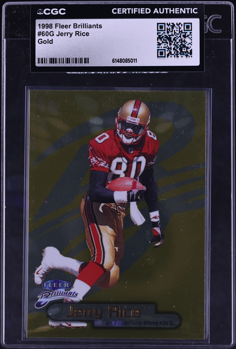 1998 Fleer Brilliants Gold Jerry Rice /99 #60G CGC AUTH - Photo 1